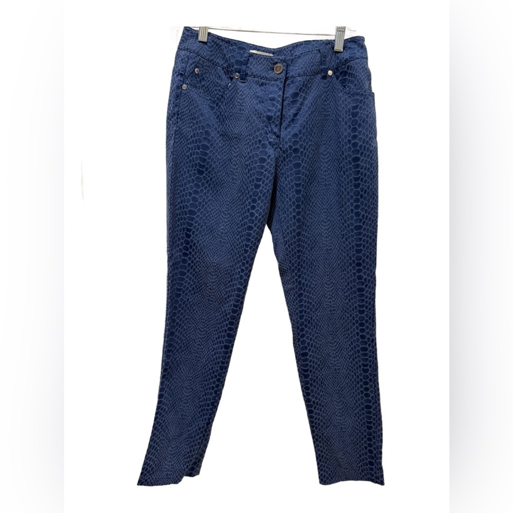 Eric Blue snake skin Textured skinny leg Pants. Size 6